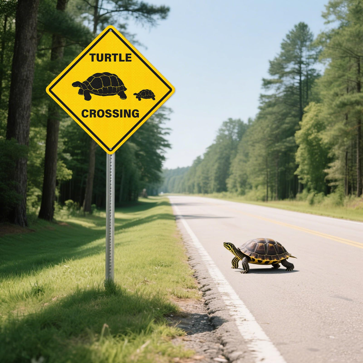 Anobell turtle crossing sign 2-pack ready for quick outdoor setup