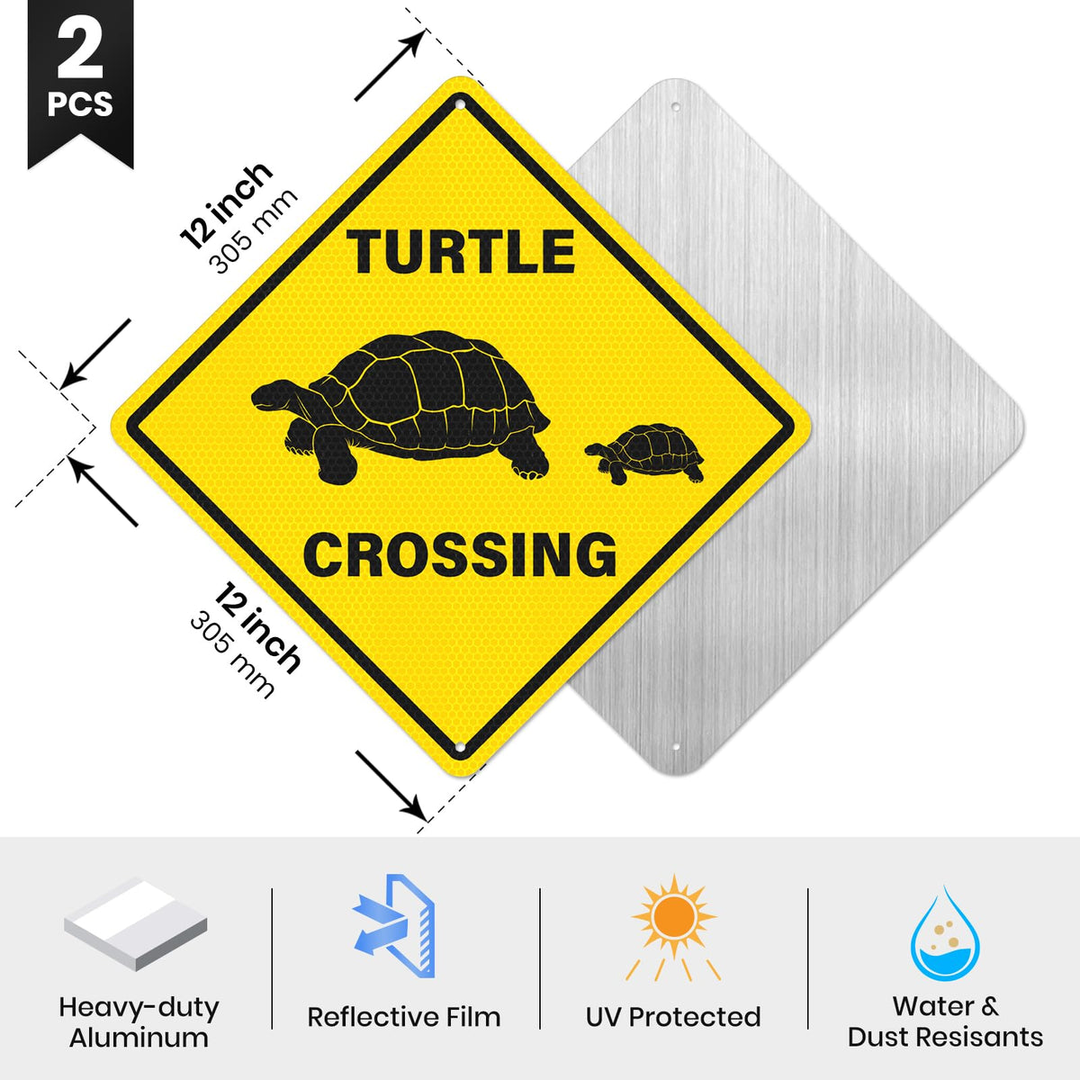 Anobell reflective turtle sign outdoor increases driver awareness near yard