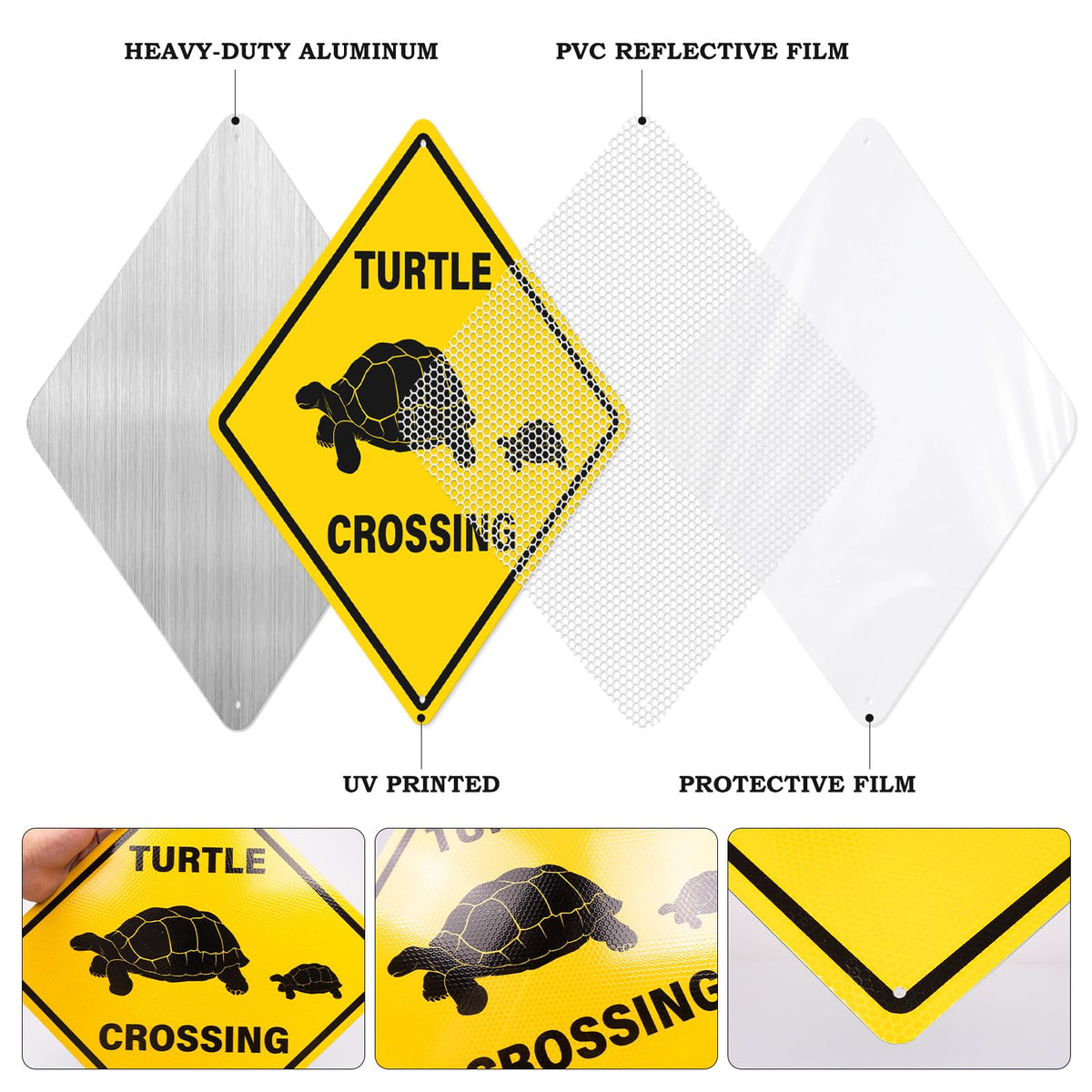 Anobell yard turtle crossing sign 12x12 adds visible wildlife reminders