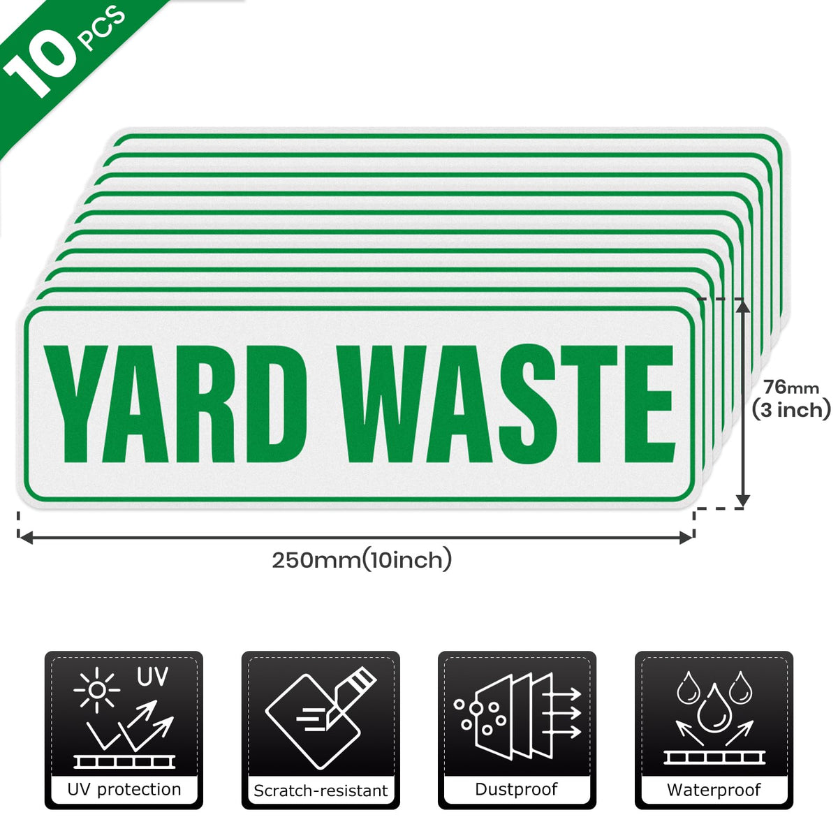 Anobell yard waste sticker with self-adhesive backing on metal surface.
