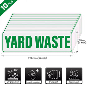 Anobell yard waste sticker with self-adhesive backing on metal surface.