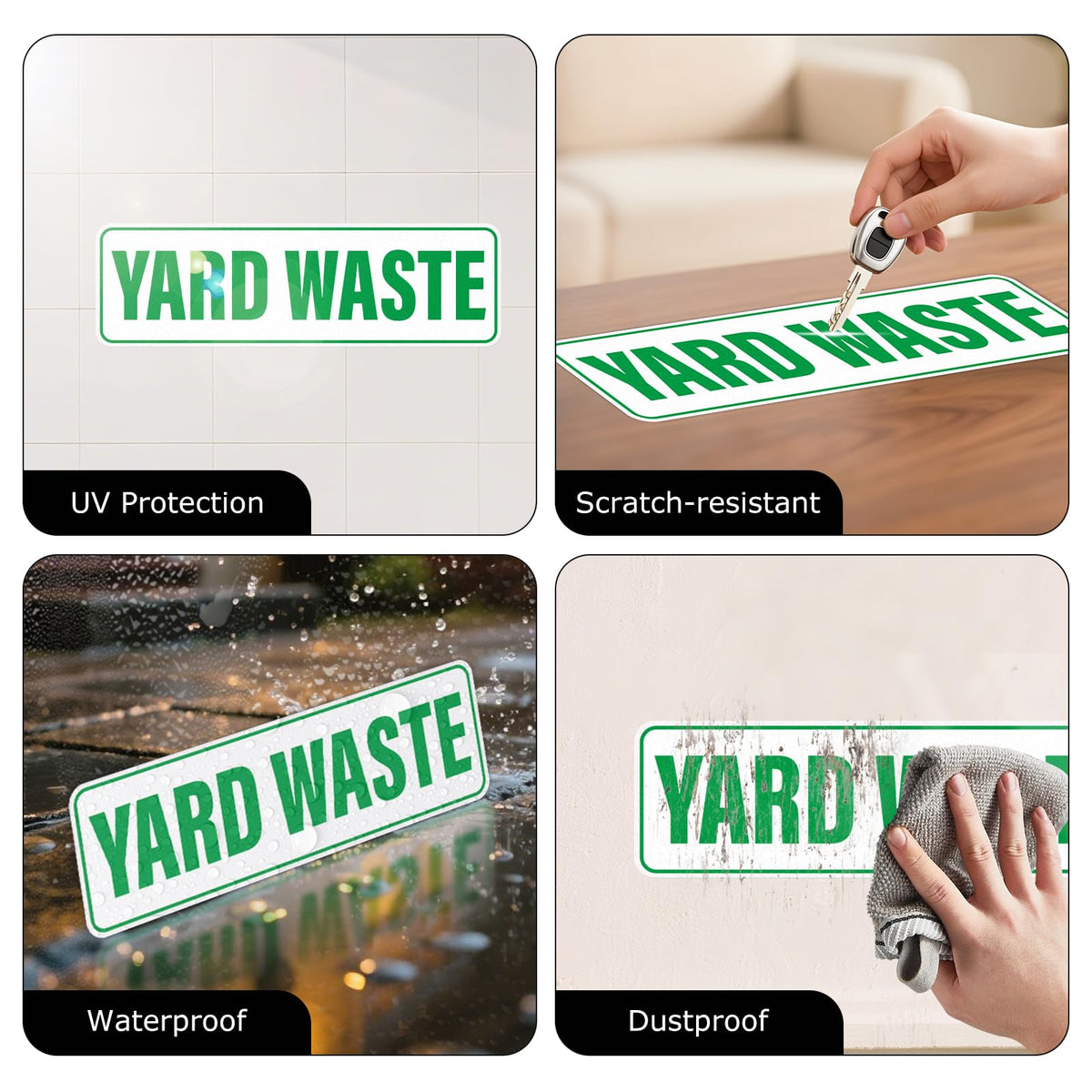 Anobell yard waste sticker is scratch-resistant for long-term outdoor use.