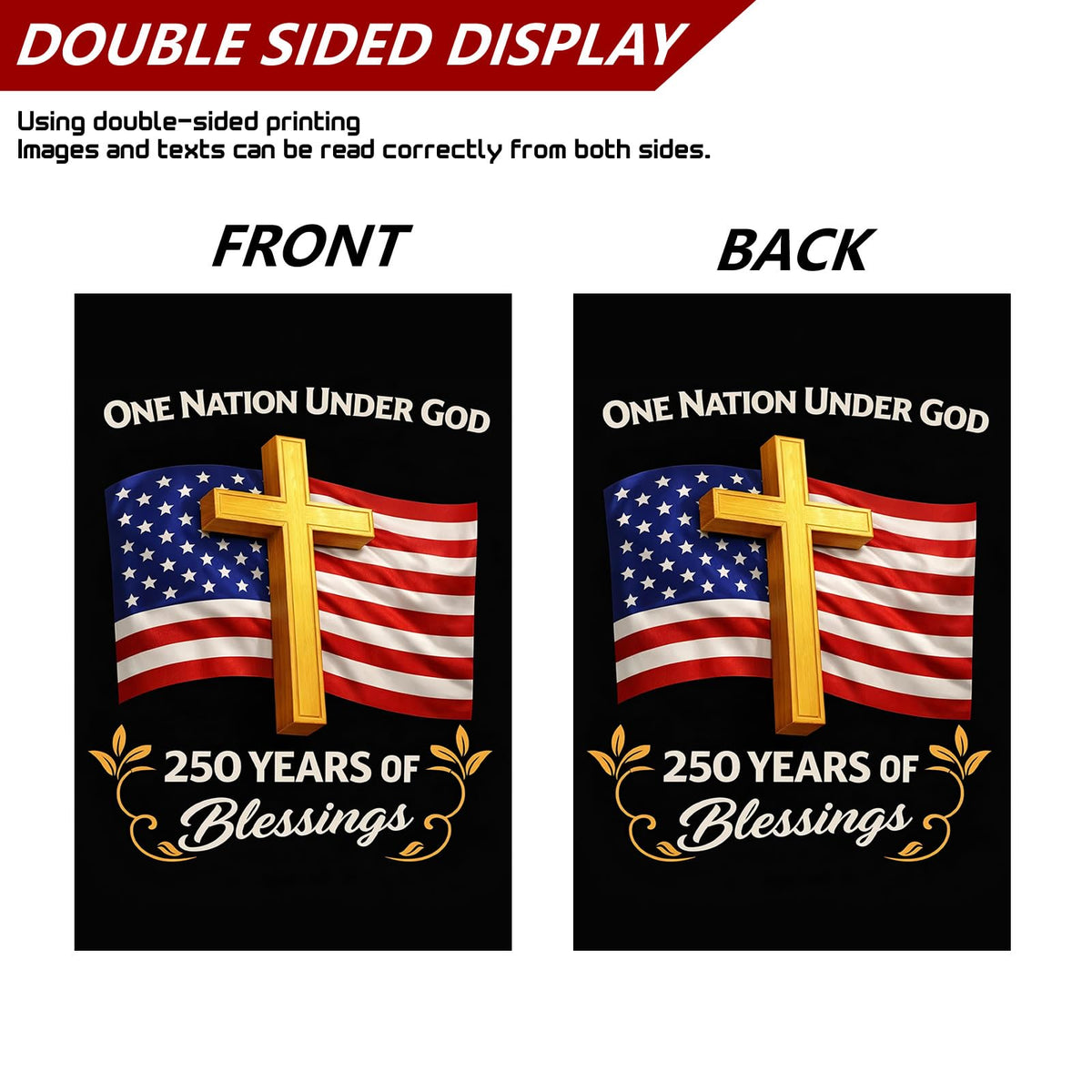 ANOER cross-stripes patriotic design flag, suitable for celebrations.