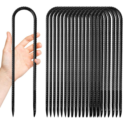 Anothera 16-pack steel rebar stakes in ground for wind resistance in tents and canopies