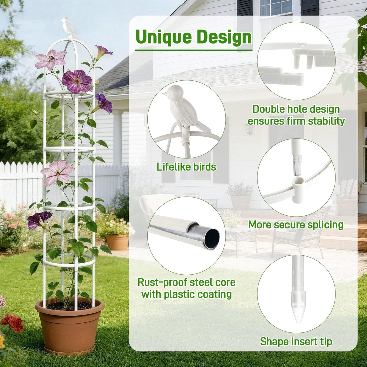 Anothera easy-assembly trellis allows tool-free setup for quick garden projects.