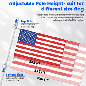 Anovo 360° rotating ring allows smooth, anti-wrap flag movement