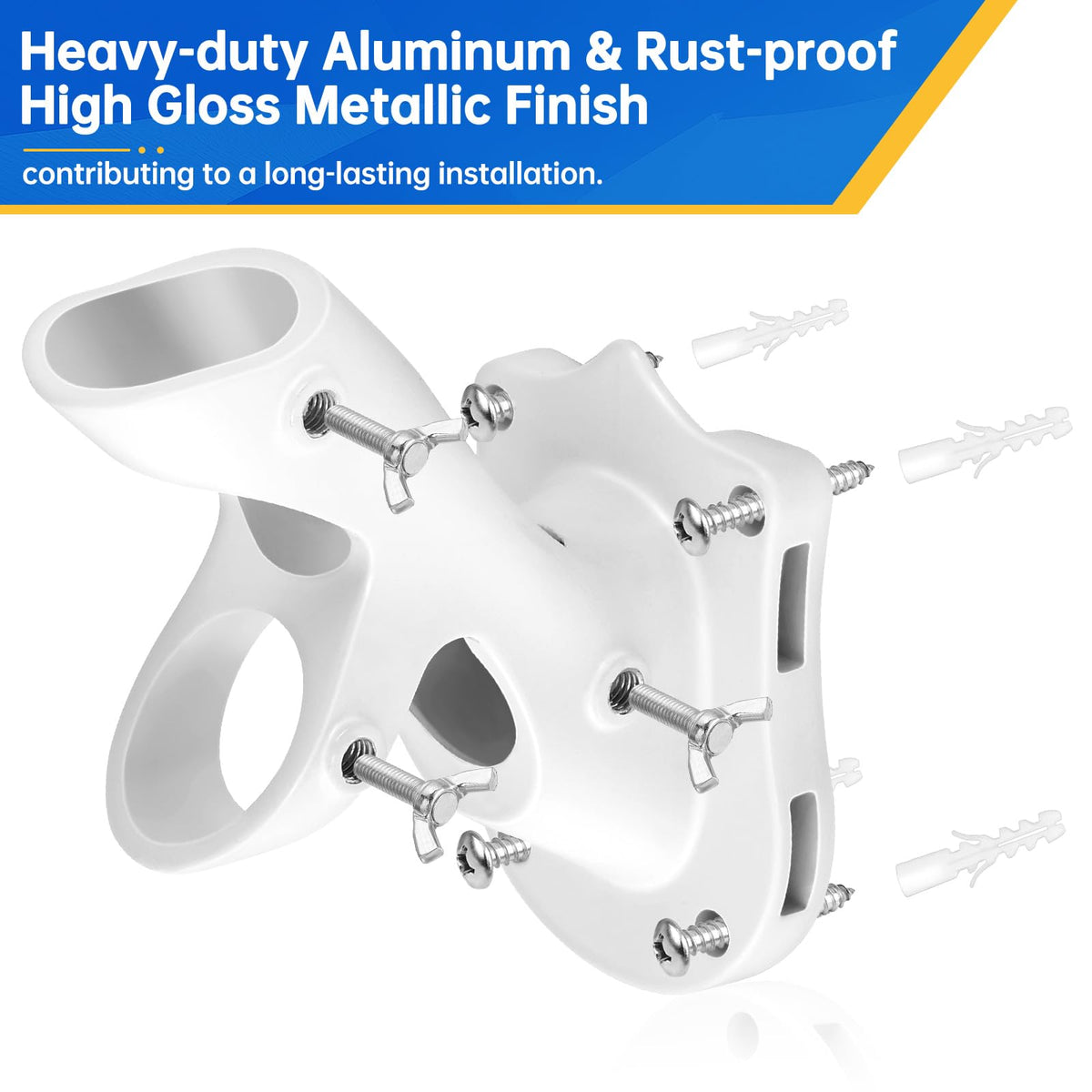 Close-up of Anovo aluminum finish highlighting rust-proof durability.