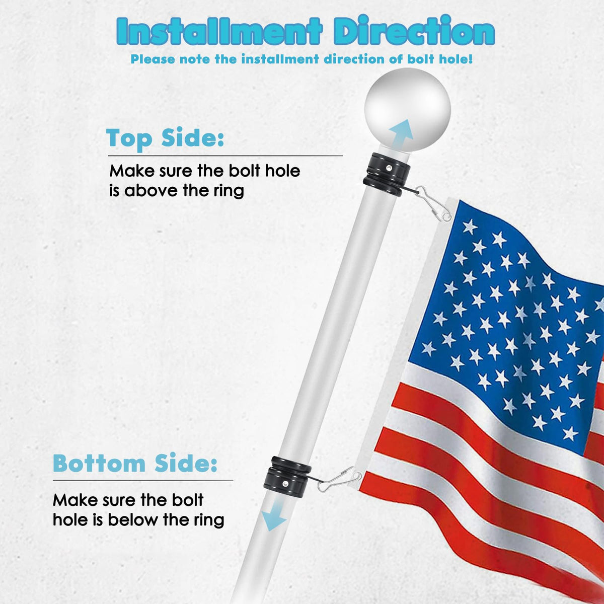 Anovo flag pole rings come in a pack of four for easy setup.