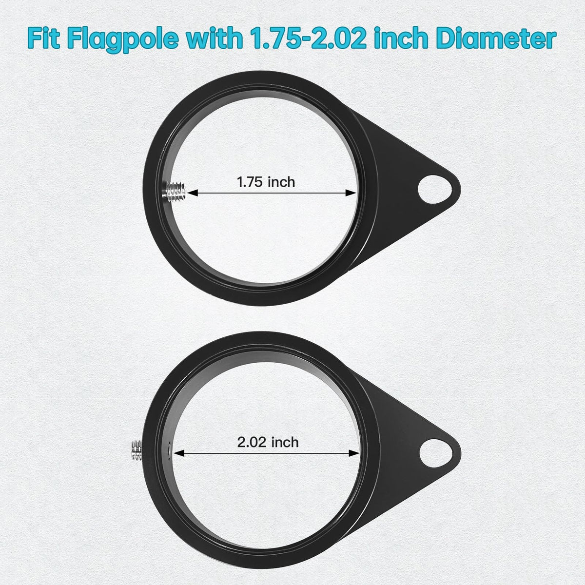 Anovo screw adjustment fits 1.75–2.02 inch flagpoles.