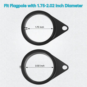 Anovo screw adjustment fits 1.75–2.02 inch flagpoles.