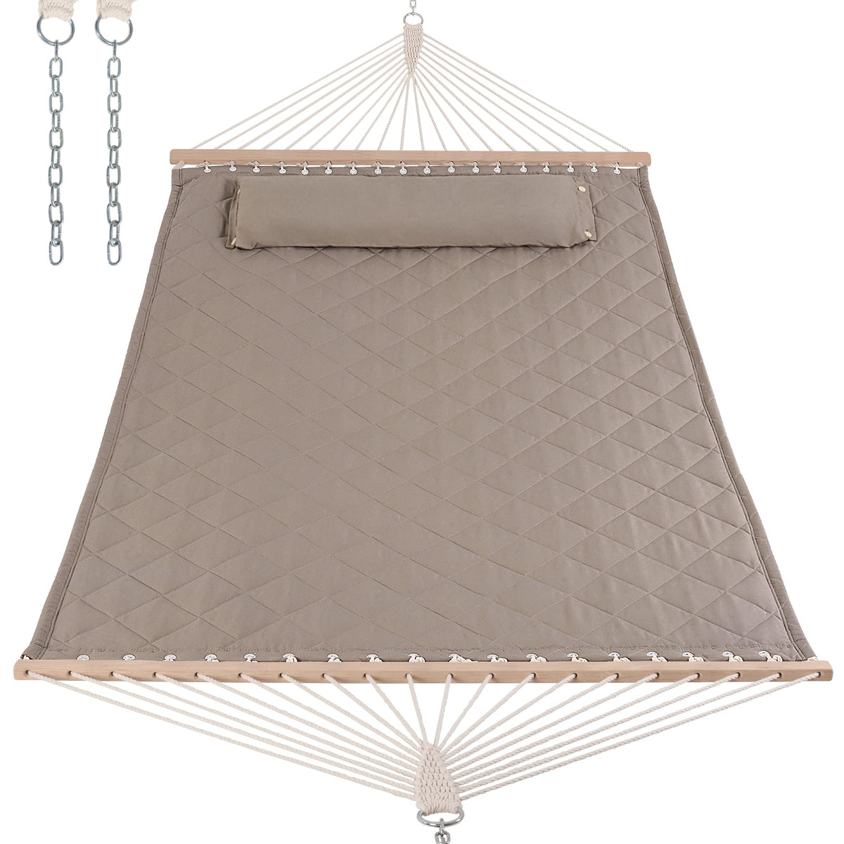 ANOW double hammock with spreader bars for sturdy outdoor lounging