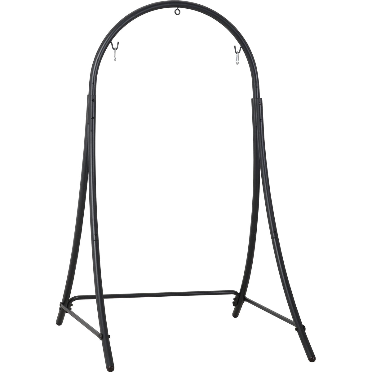 ANOW hammock chair stand fully assembled in black for indoor and outdoor use.
