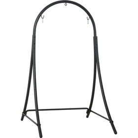 ANOW hammock chair stand fully assembled in black for indoor and outdoor use.