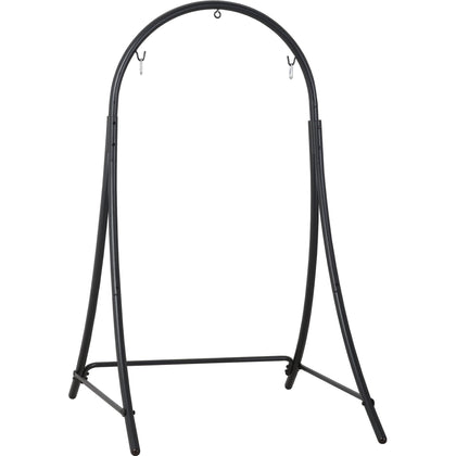 ANOW hammock chair stand fully assembled in black for indoor and outdoor use.