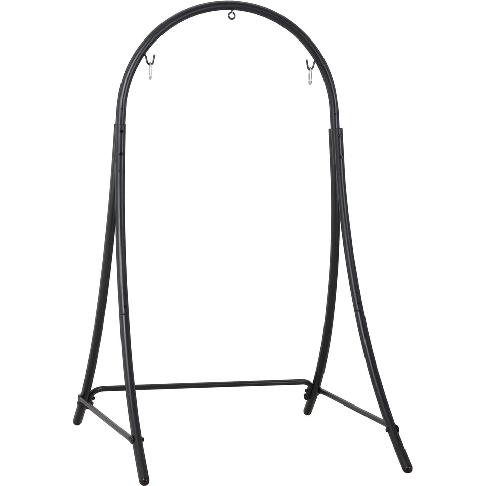 ANOW hammock chair stand fully assembled in black for indoor and outdoor use.