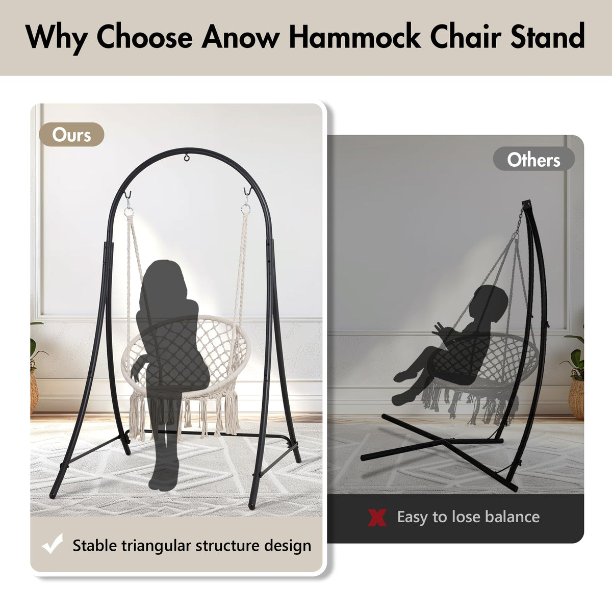 ANOW plus-size version offers extra room for larger chairs.