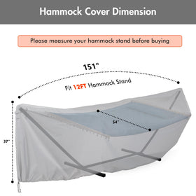 ANOW hammock cover demonstrates 12ft fit for secure protection