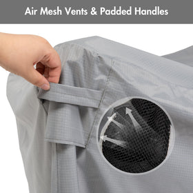 ANOW cover showing elastic hem and straps for a snug fit