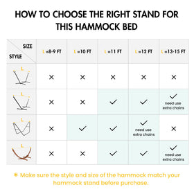 ANOW hammock bed measures 78.7 by 55 inches for two