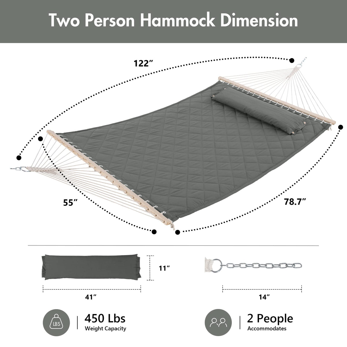 ANOW hammock with 450 pound capacity for relaxed lounging