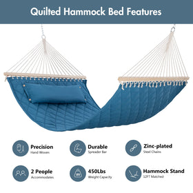 ANOW hardwood spreader bar provides stable support for two-person lounging outdoors.