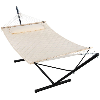 ANOW outdoor hammock with 12ft stand for relaxing in the garden.