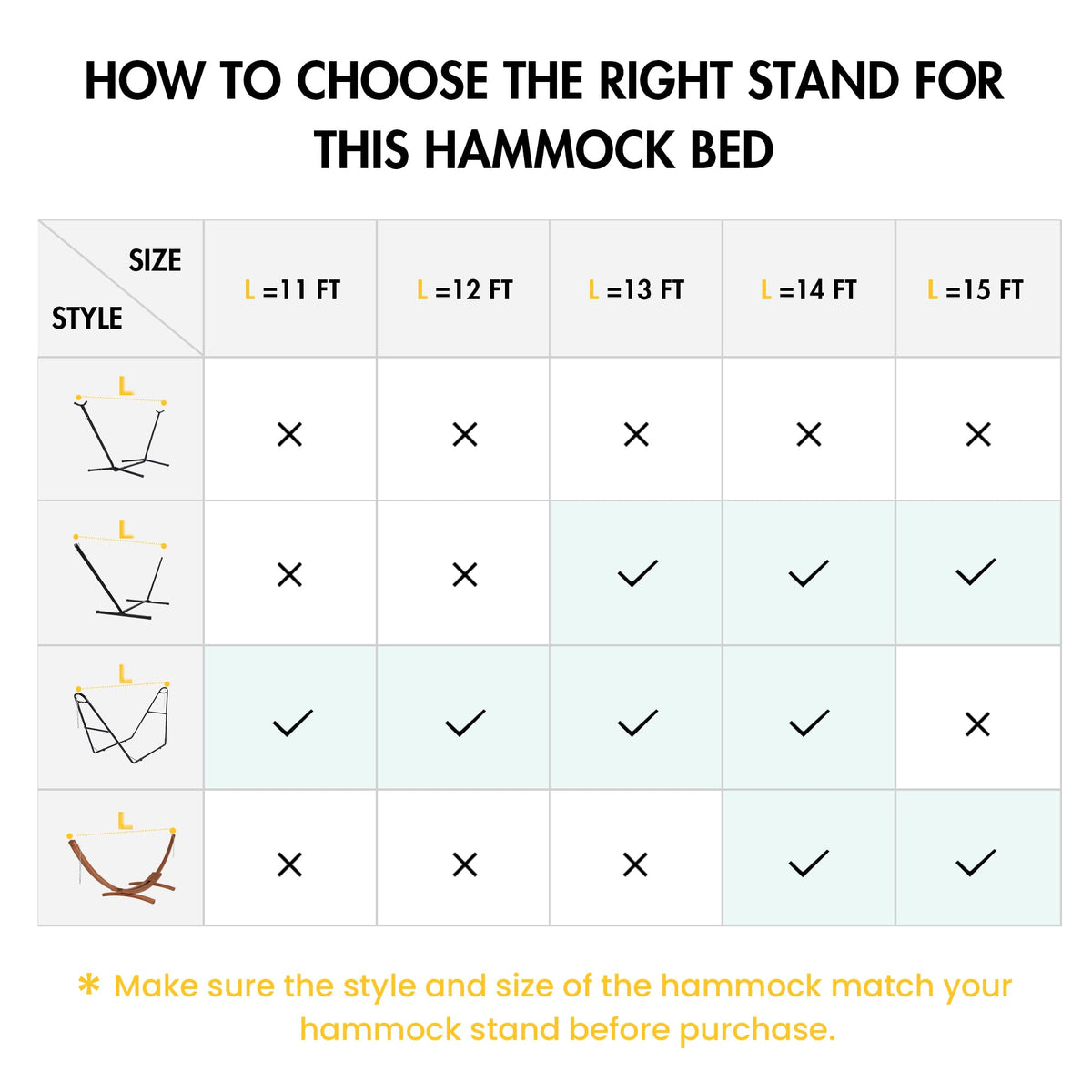 ANOW rope hammock fits 13-15 ft stands for versatile patio arrangements.