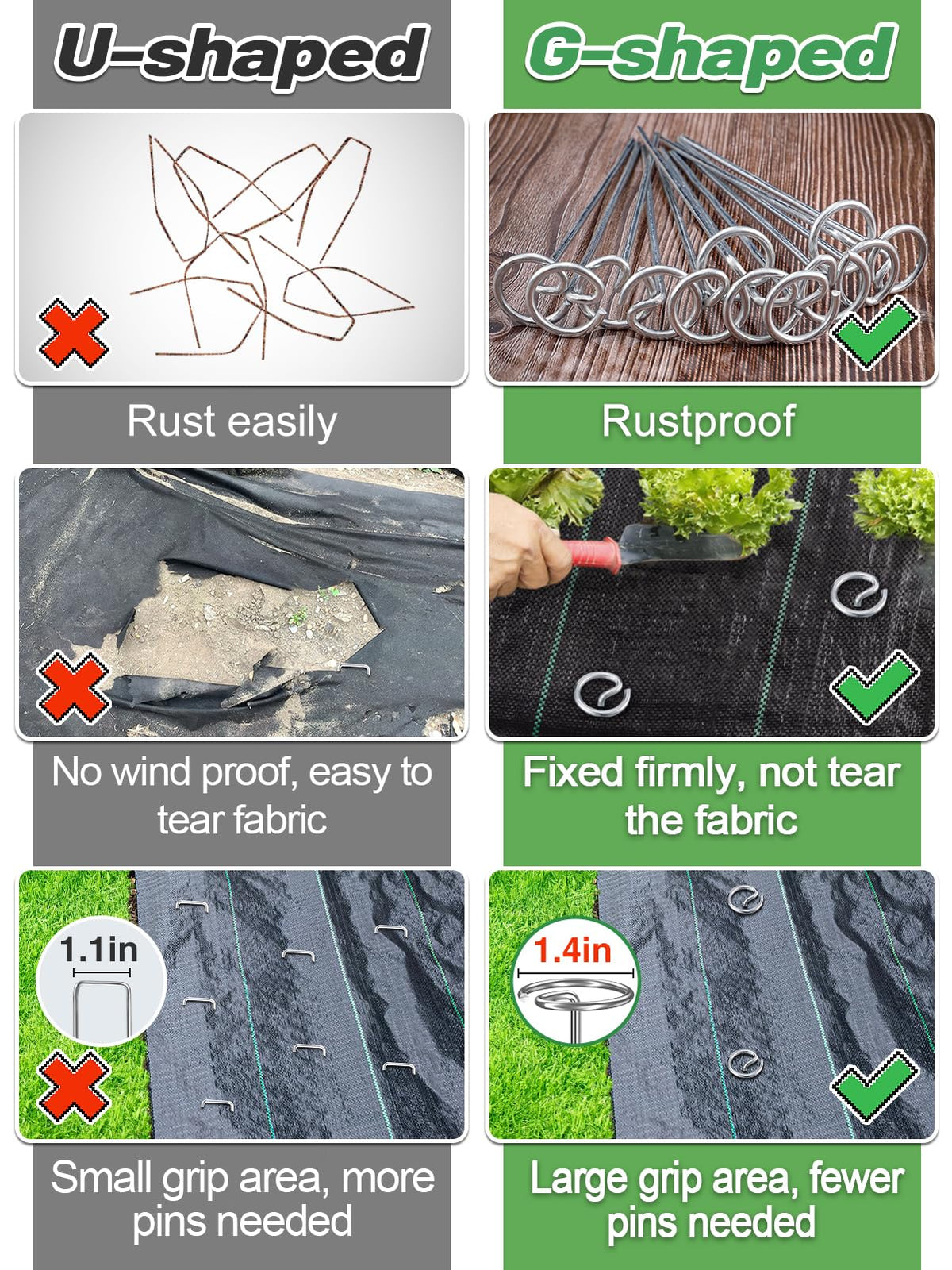 ANPHSIN heavy-duty 7-gauge stakes resist bending in tough soil