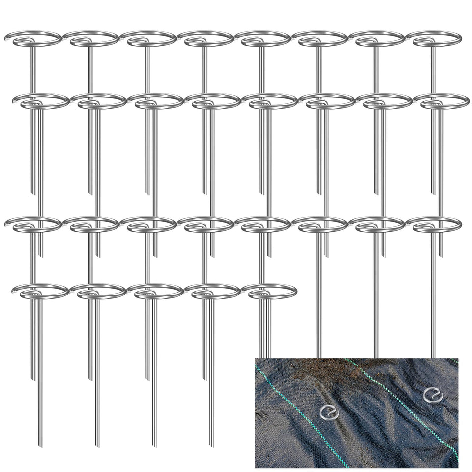 ANPHSIN 60pcs 7-gauge G-shaped landscape staples secure weed barrier fabric in wind