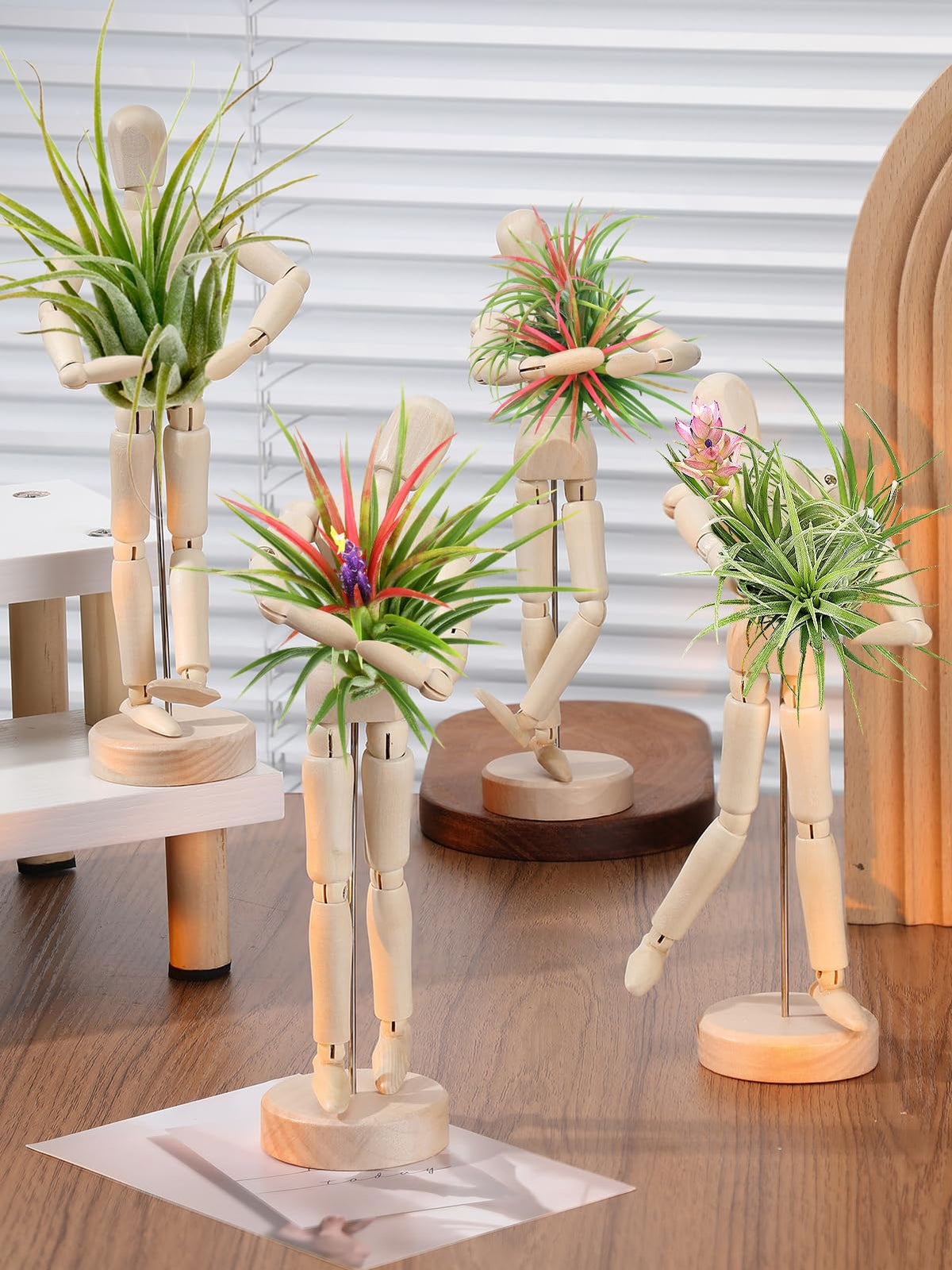 ANPHSIN adjustable air plant display stand showing flexible joints for creative styling