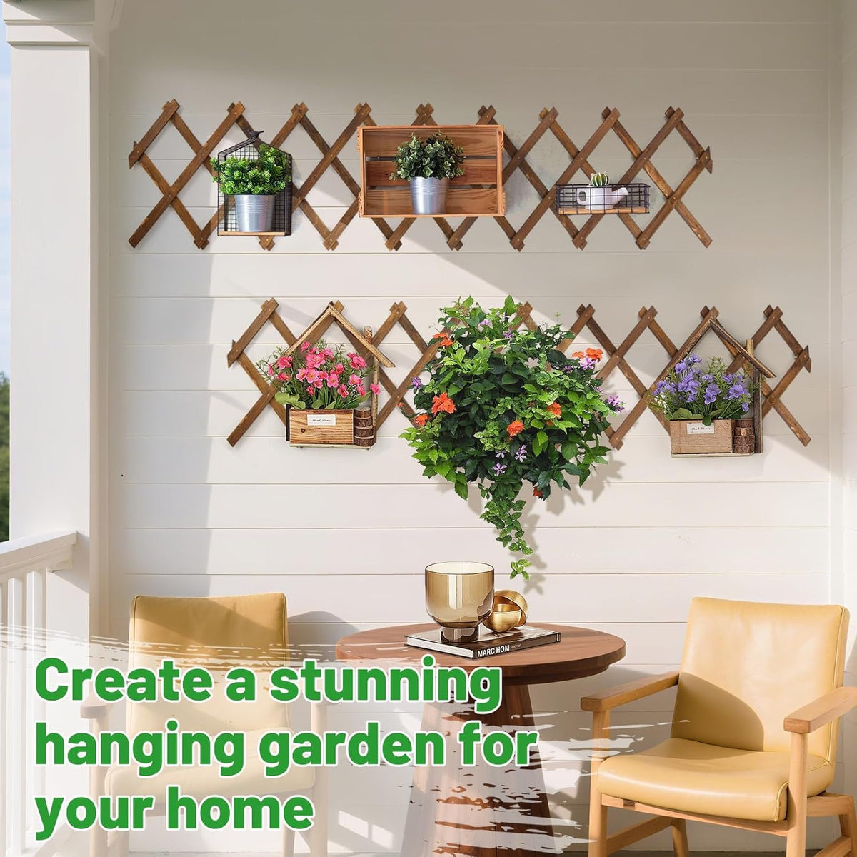 ANPHSIN climbing plants support fence, guiding vines along a decorative panel