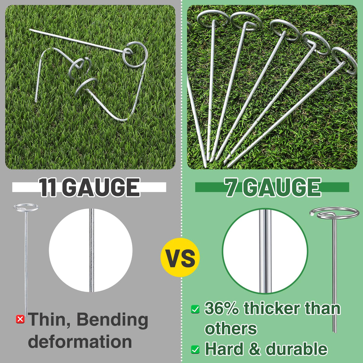 ANPHSIN galvanized 6in ground stakes prevent fabric tearing and shifting on windy days