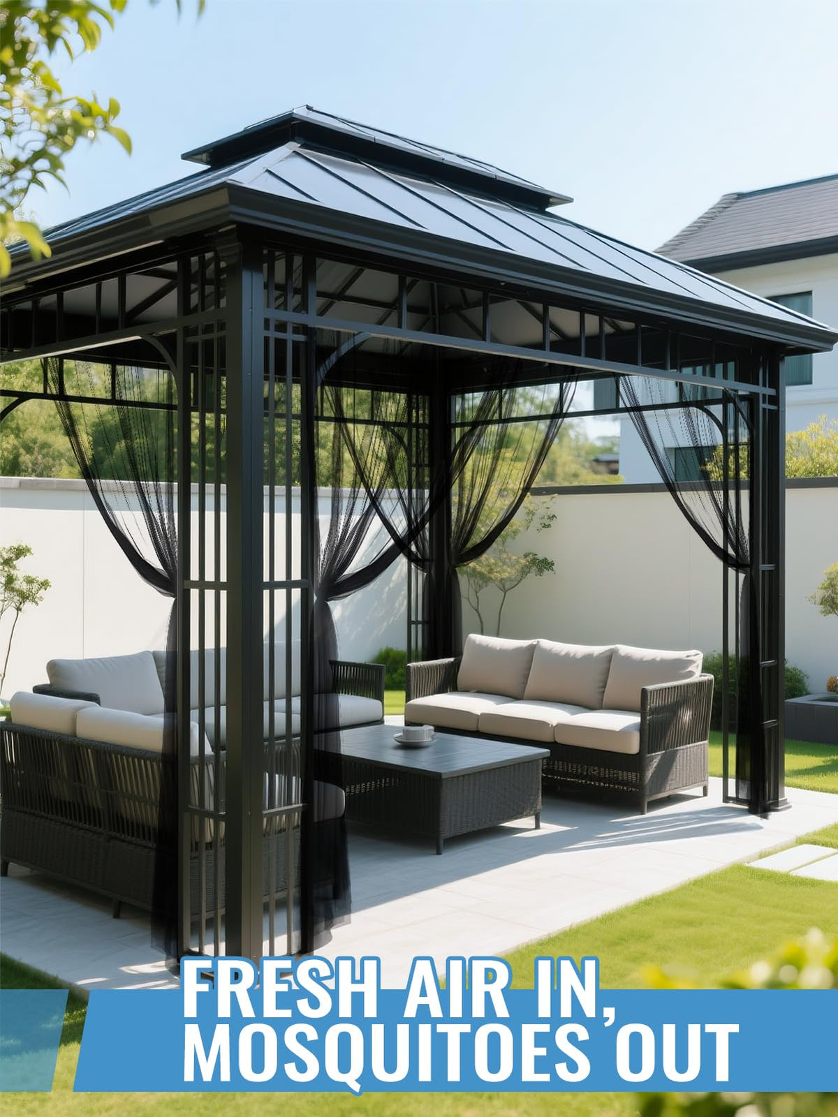 Large, cuttable net perfect for wrapping patios, balconies, or garden beds.