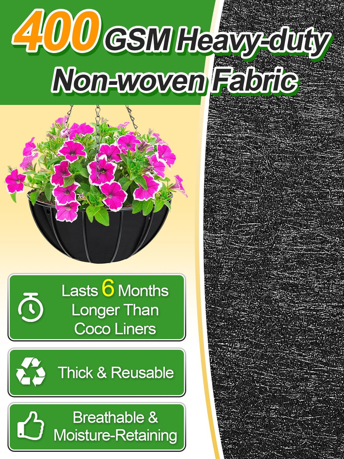 Liners retain moisture and drain excess water for a healthier root environment.