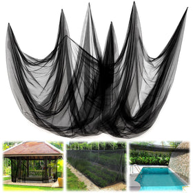 ANPHSIN nearly invisible mosquito net draped over patio for bug protection and clear views.