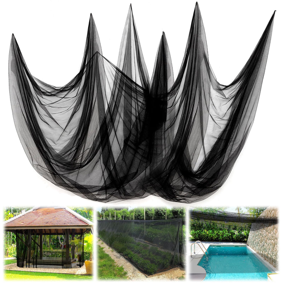 ANPHSIN nearly invisible mosquito net draped over patio for bug protection and clear views.