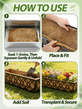 ANPHSIN outdoor-friendly liners fit window boxes, railings, and hanging baskets for versatile planting.