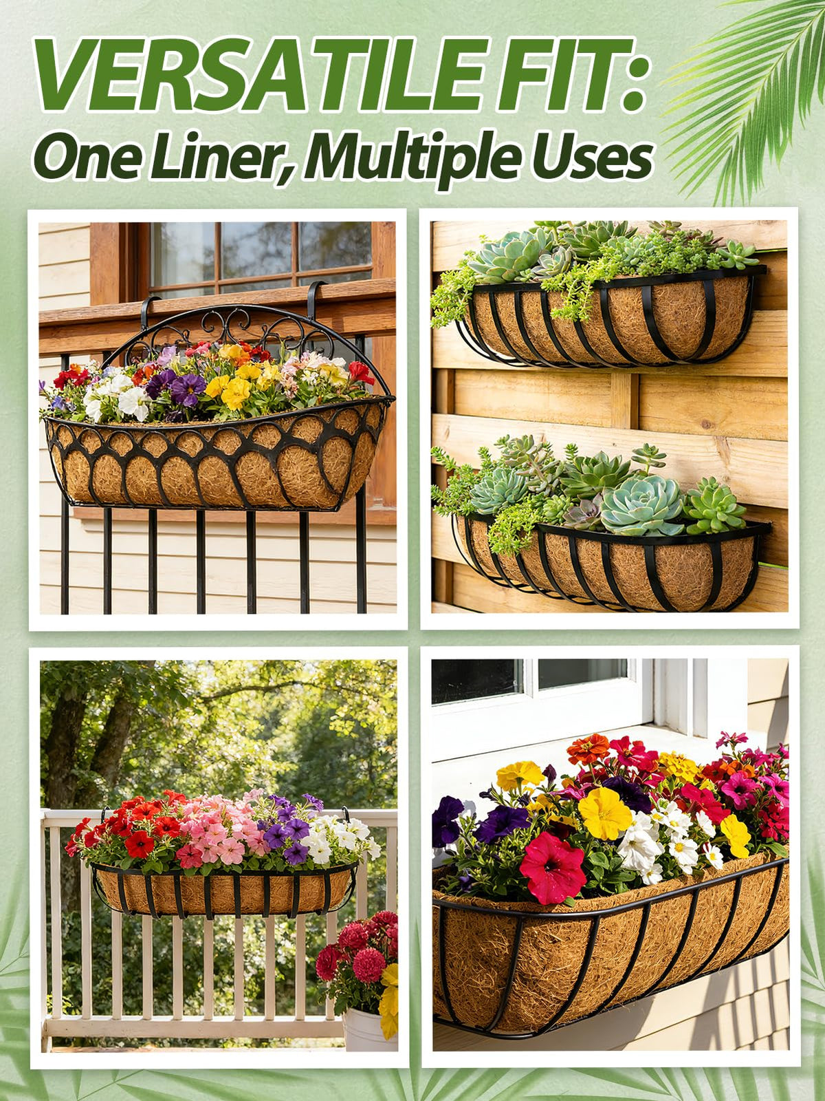 ANPHSIN outdoor planters with coco liners create breathable planting spaces