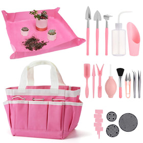 ANPHSIN plant transplanting tarp mat pink keeps work tidy during repotting