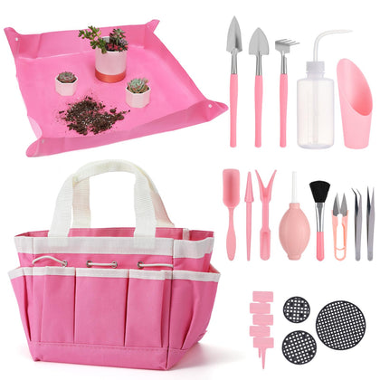 ANPHSIN plant transplanting tarp mat pink keeps work tidy during repotting