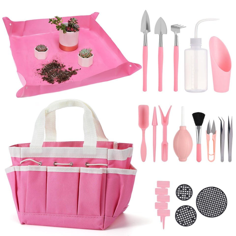 ANPHSIN plant transplanting tarp mat pink keeps work tidy during repotting