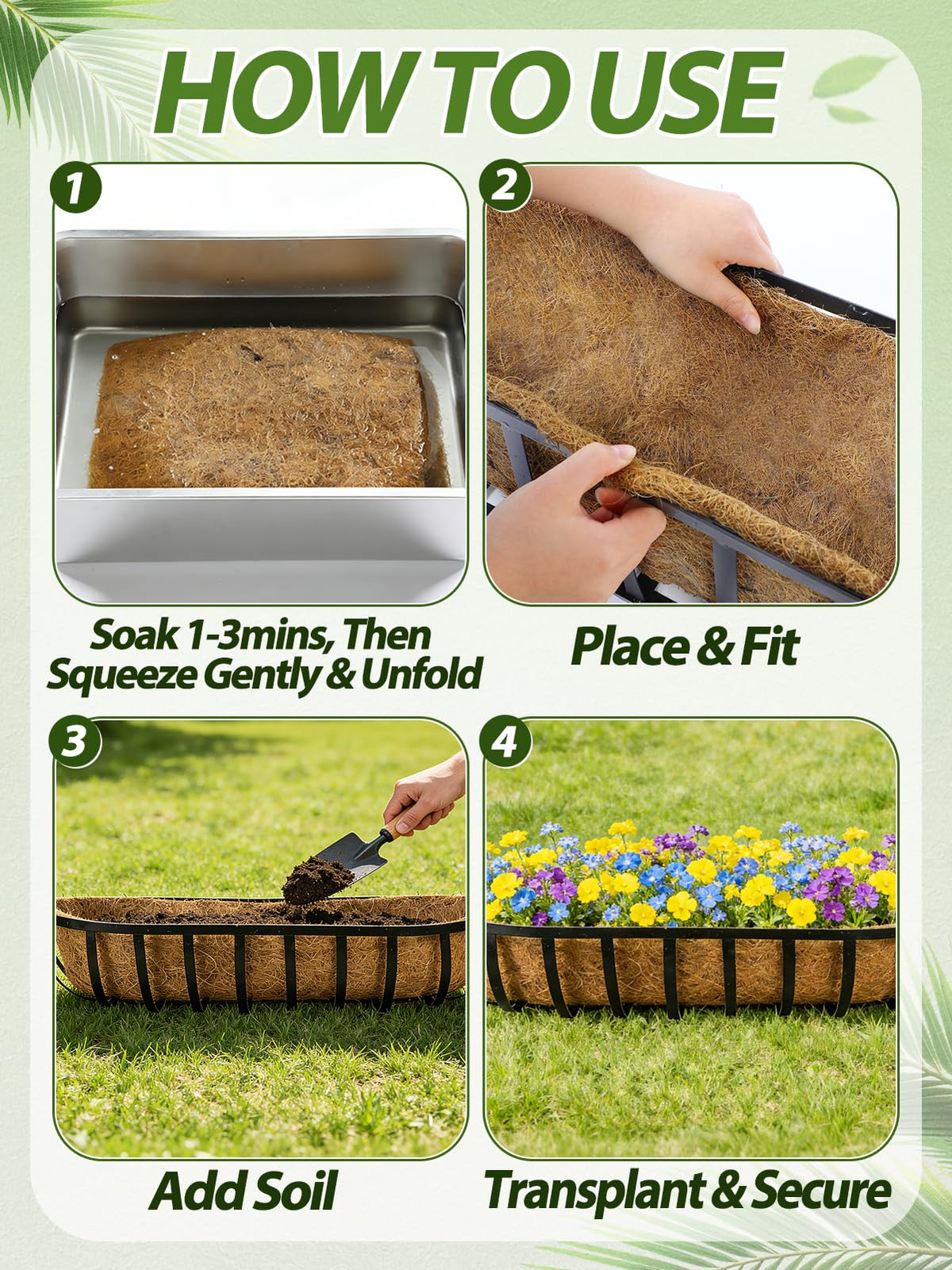 ANPHSIN window box setup showcases natural, easy-care planting with coconut liners