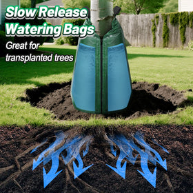 ANPHSIN zippered closure close-up on a tree watering bag for quick setup