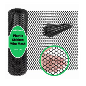 ANPUTWWH chicken-wire mesh close-up shows durable 0.3-inch openings for secure garden enclosures.