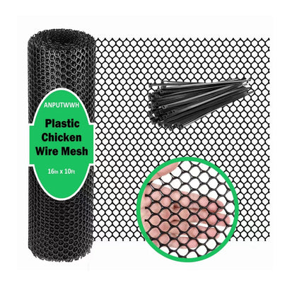 ANPUTWWH chicken-wire mesh close-up shows durable 0.3-inch openings for secure garden enclosures.