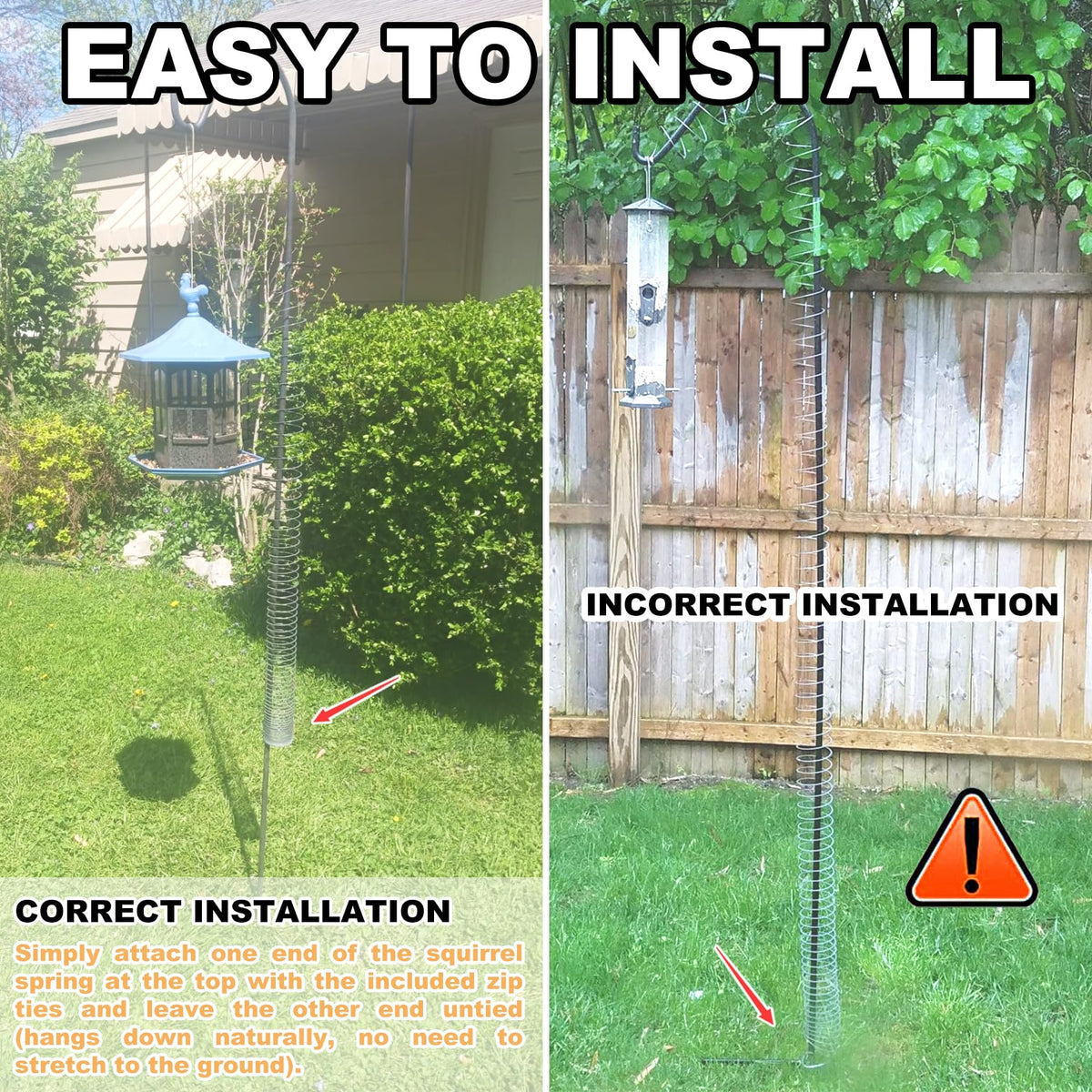 Anranmm Bird Feeder Pole Accessory Spring Coil Guard improves deterrence on windy days