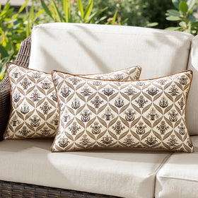 ANRODUO floral outdoor pillow cover 12x20 brown pattern for durable patio décor