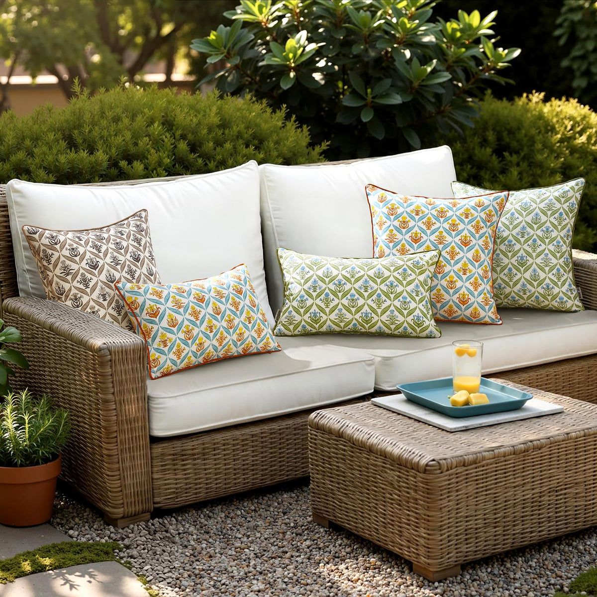 ANRODUO green botanical cushion cover 12x20 adds fresh style to patios and porches.