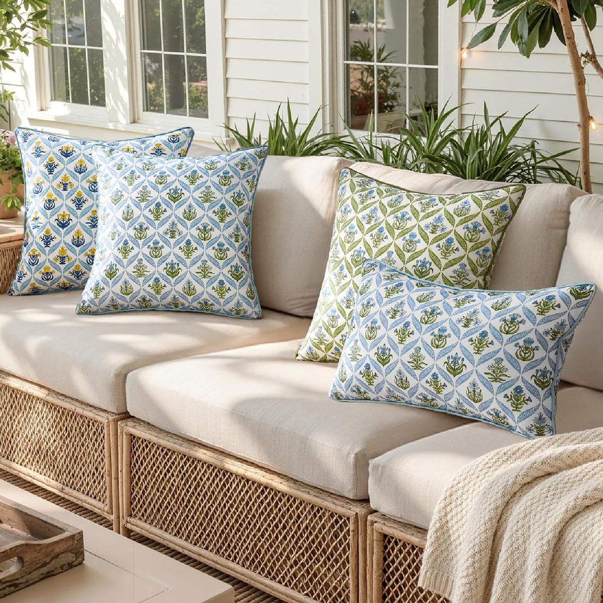 Set of two 18x18 covers for versatile patio and indoors.