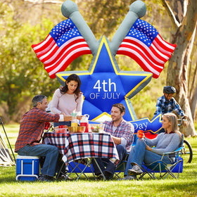Anroog easy-setup outdoor inflatable decor includes stakes and ropes for quick setup.